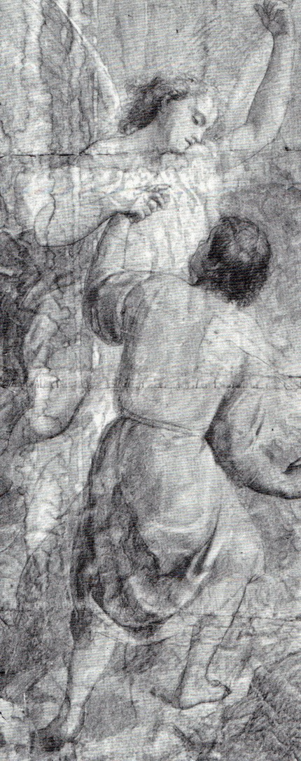 L'Angelo Custode - 1862 - carboncino su cartone cm 195x80 - coll. privata